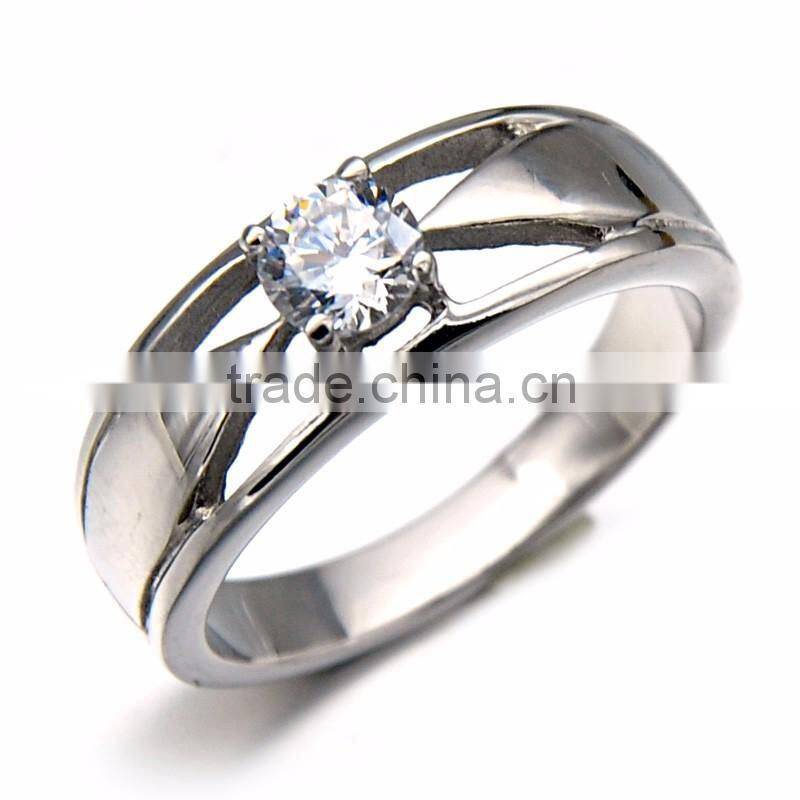 Wholesale Luxury Wedding Stainless Steel Simple Silver Ring Design Diamond Women Jewelry