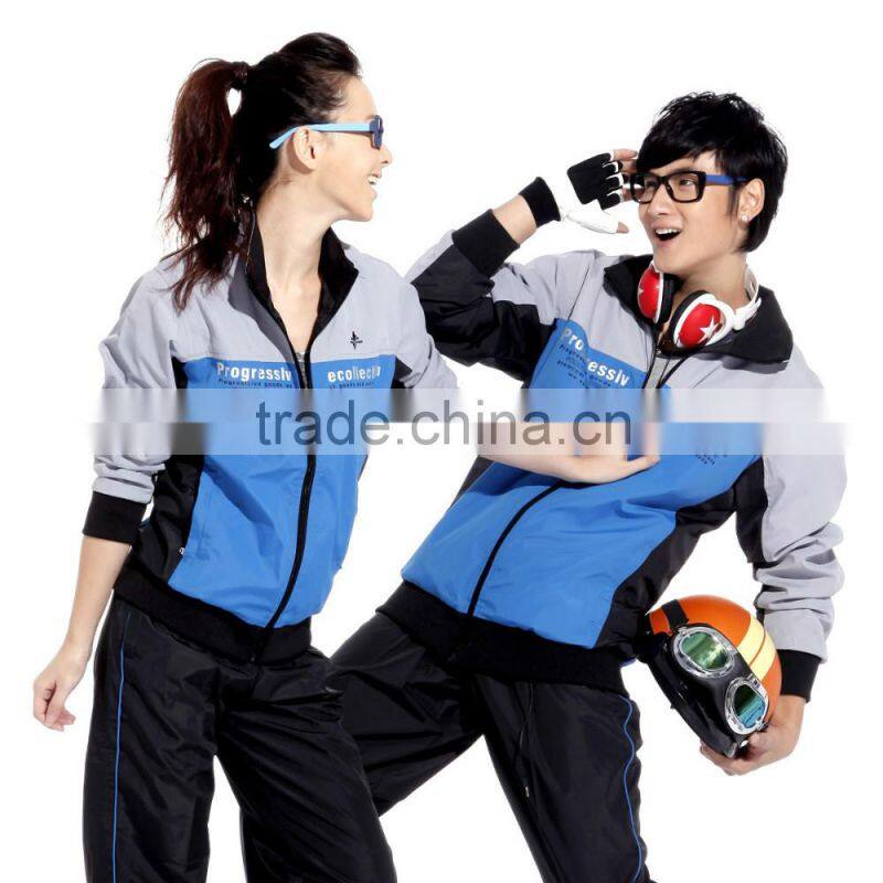 Composite Stretchy Fabric Windproof Full Zip Wind Jacket +pant sports suit