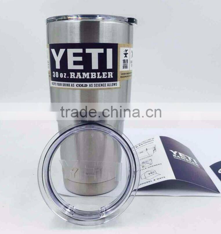 Stainless Steel Tumbler 30 oz - Sliding Lid FREE Straw and Brush-Double Wall Vacuum Insulated Travel Cup