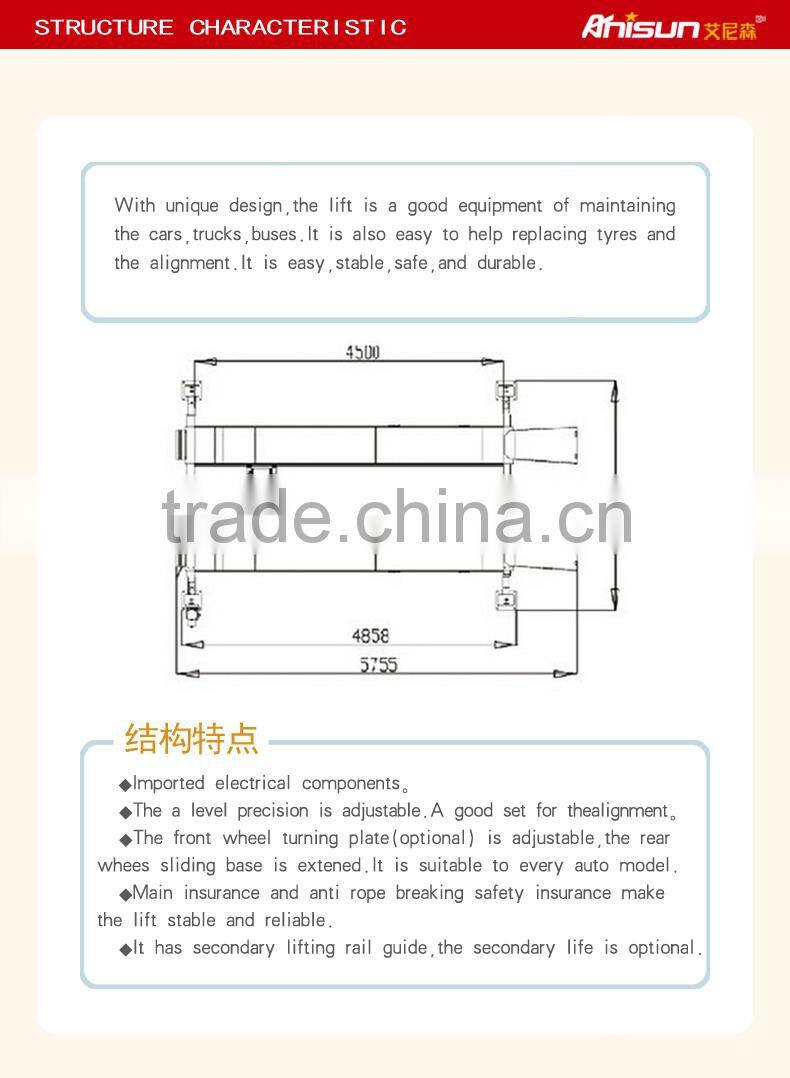 4 post car lift with casters 5000kg