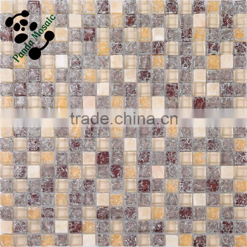 SMS06 Foshan beige white roughness stone marble mosaic square art mosaic tiles indoor decorate wall