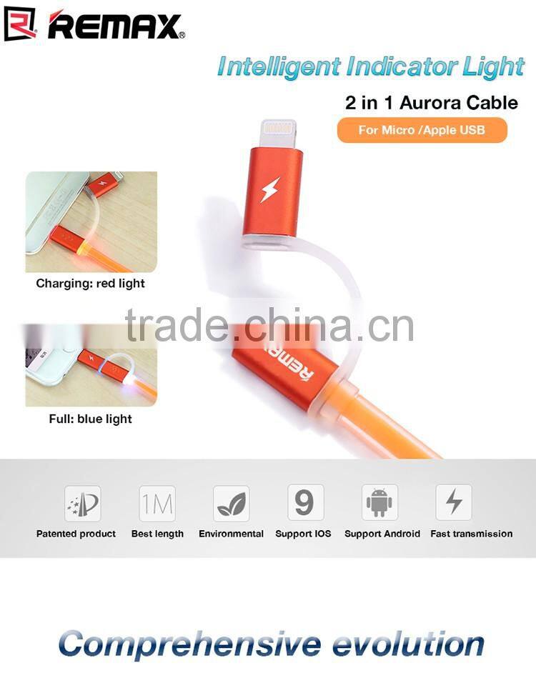 REMAX Aurora 2 in 1 micro USB charger Cable with LED