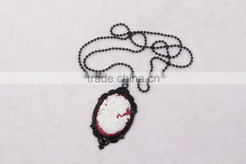 fashion jewelry necklace steampunk necklace beauty silhouette black cameo pendant 2015 new party dress made in China yiwu