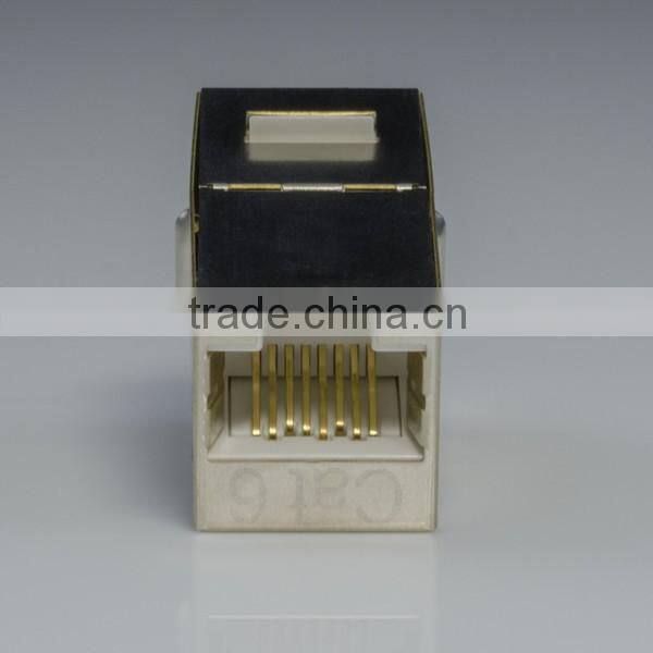 Taiwan Supplier RJ45 8P8C Cat6A 180 Degree Shielded STP Straight Keystone Coupler