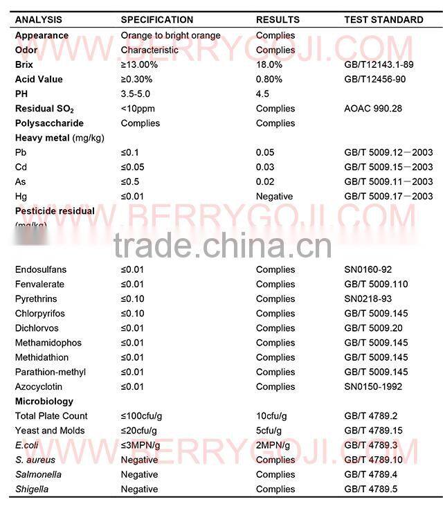Organic wolfberry juice/Goji Berry Juice