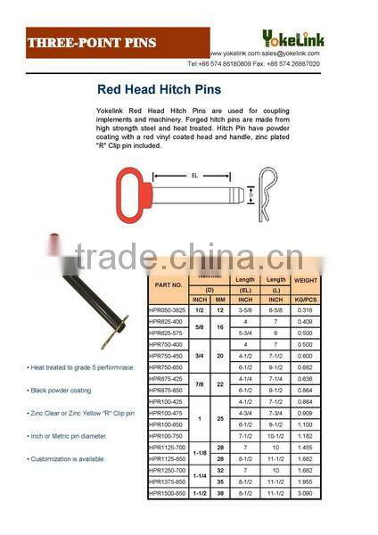 High quality trailer hitch lock pin for tractor linkage parts