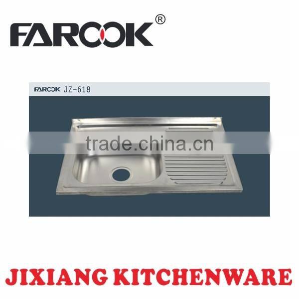 JZ-618 80*50cm single bowl stainless steel sink with drainboard
