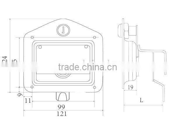 Flush Mount Polished Stainless Steel Key-Locking Recessed T Handle Tool box Drawer Locks