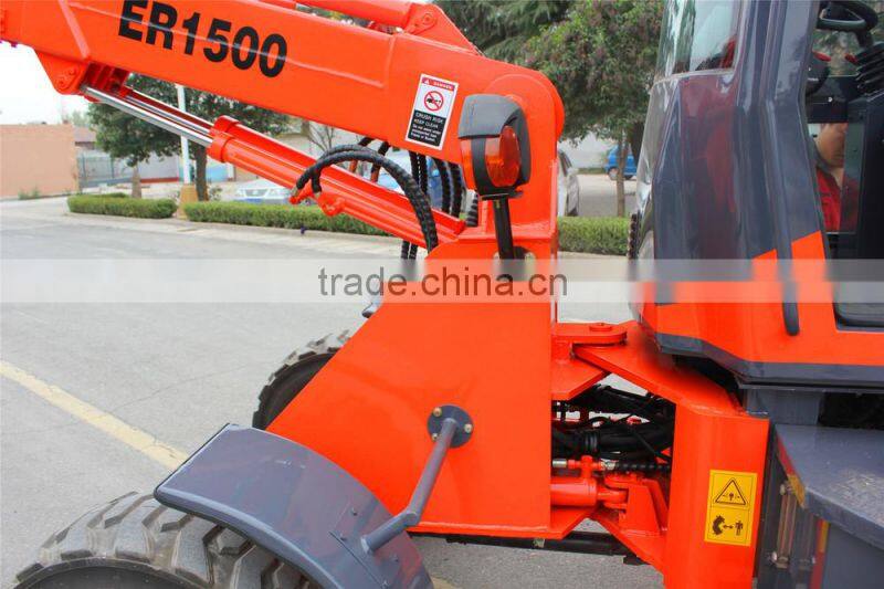 Everun Telescopic Wheel Loader ER1500 with Pallet Forks,Snow bucket