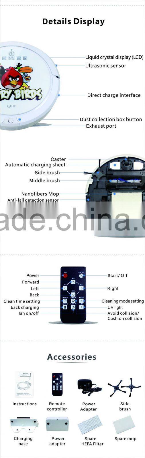 Shenzhen China good quality suction robot Ultrasonic sensor robot vacuum cleaner