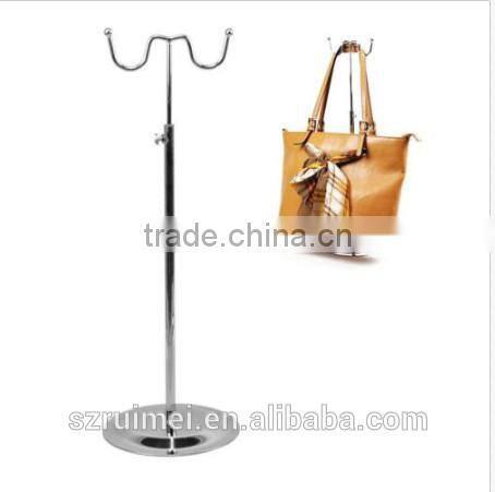 Customized adjustable floor standing hanging bag display stand