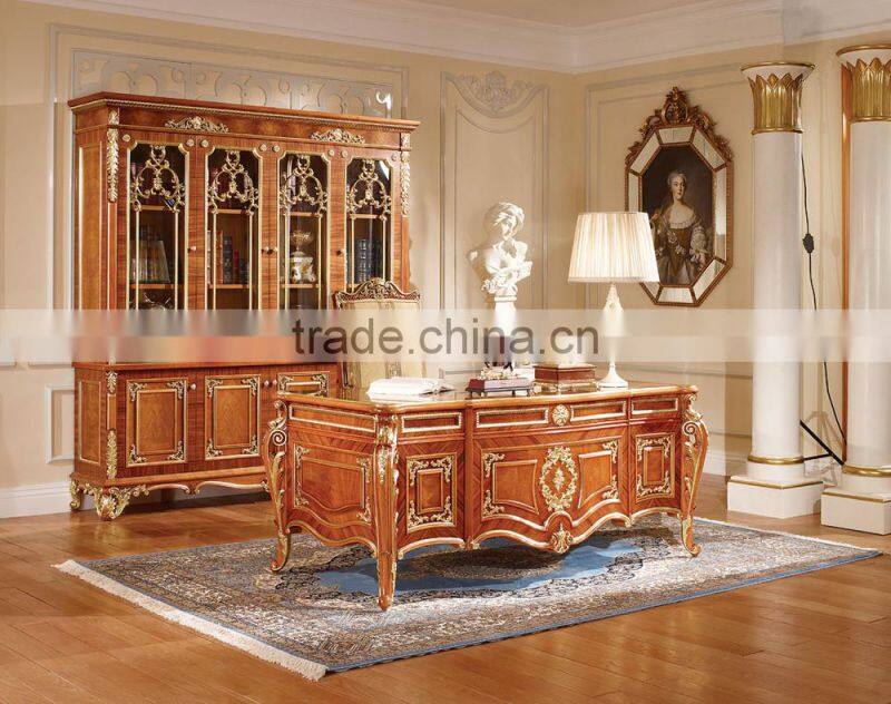 Royal Castle Golden Solid Wood Flower Stand Inlaid Wood Veneer, Noble Wood Carving Flower Rack Living Room Furniture Set