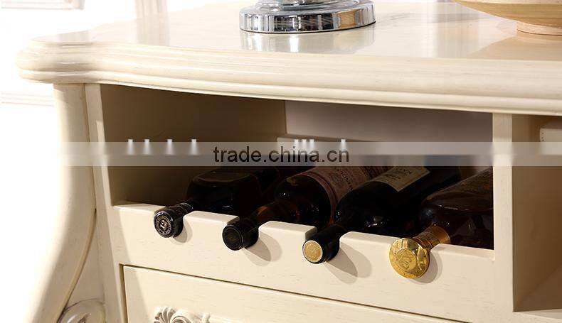 New design neoclassic solid wood chrysanthemum carving two doors sideboard