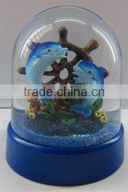 Large funny dolphin snow globe