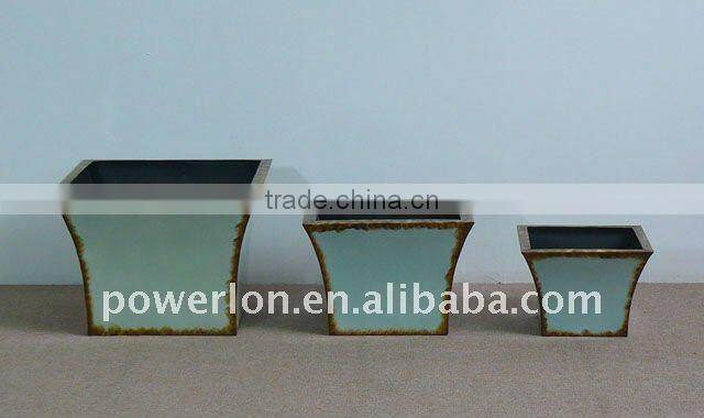 S/3 vintage round Metal garden flower pot for decoration