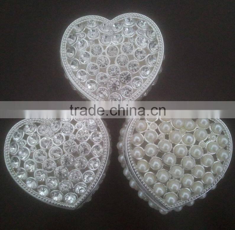 delicate pewter trinket box beaded by pearls