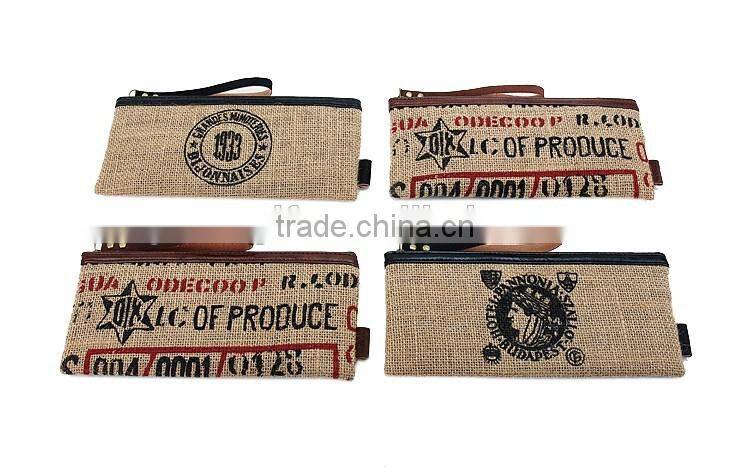 Eco Friendly Custom Handy Jute Pencil Pouch