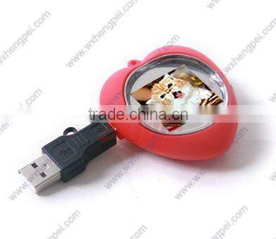 Heart shape Mini 1.5" LCD Digital Photo Picture Frame Key Chain Keychain + USB Cable