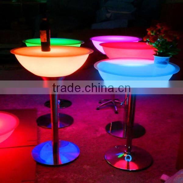 PE outdoor led color changing lamp light up bar table with metal base