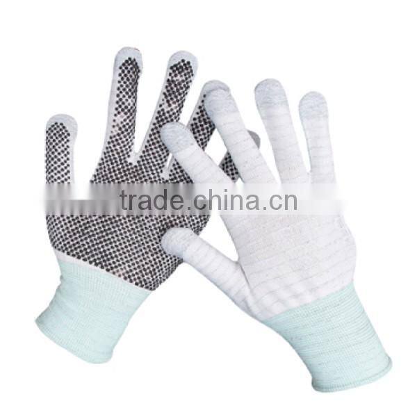 High Quality Antistatic White PU Finger Dipped Carbon Fiber,touchscreen work glove