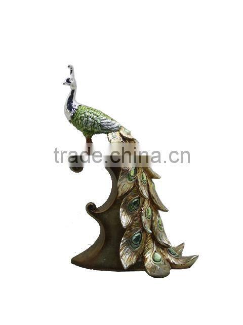 polyresin handpainted resin beacutiful statue peacock