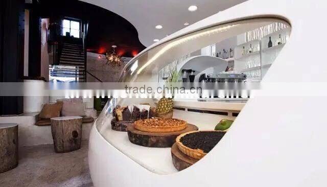 2016 new design acrylic solid surface built hotel buffet table
