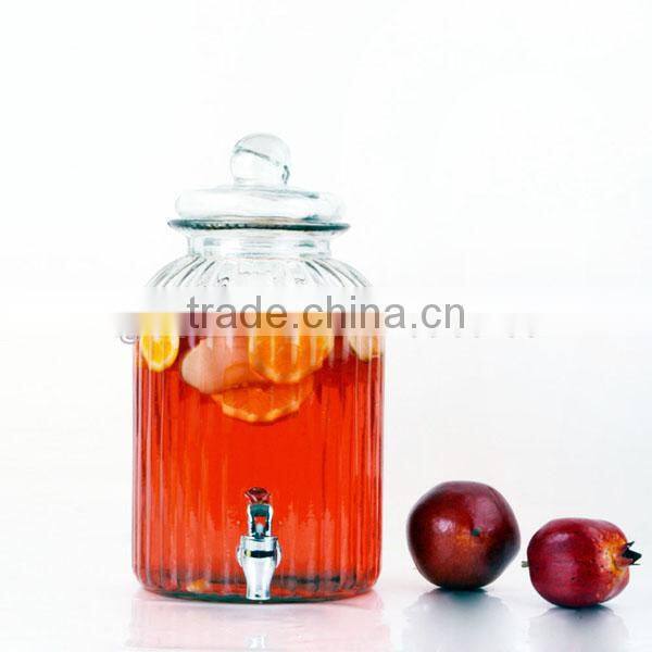 Hot sell 5L optic high quality glass beverage glass jar with plastic tap