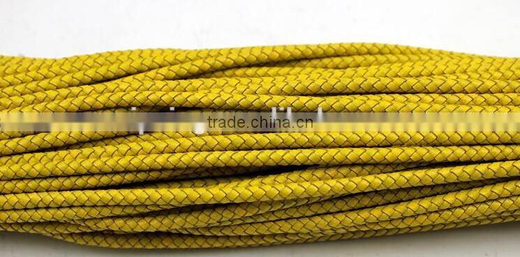 5mm round real braided leather cord various color for option for making jewelry bracelet