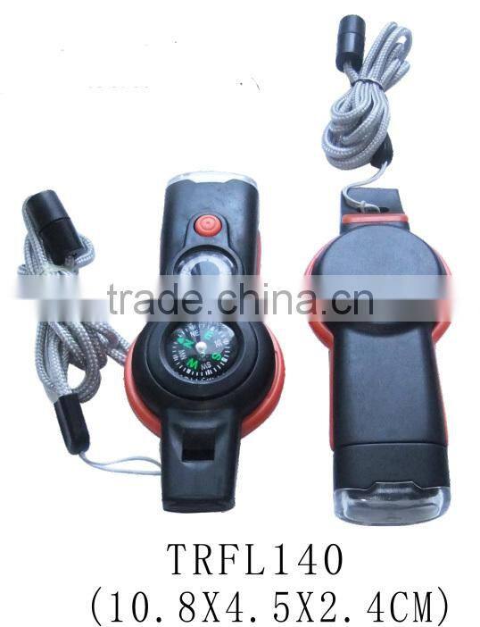 Mini multifunctional plastic camping lanyard compass wih thermometer and LED light