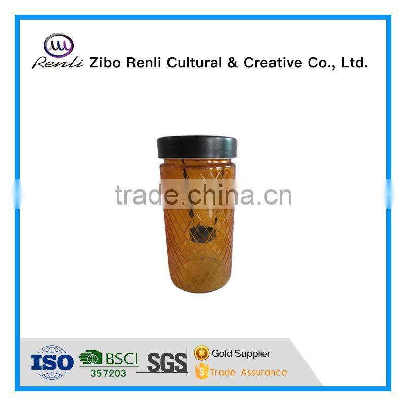 Amber Glass Tealight Lantern Candle Holder for Gardon Ornament