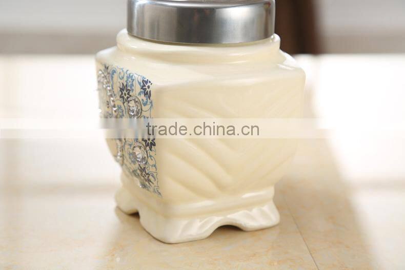 ceramic canister set stainless metal stand