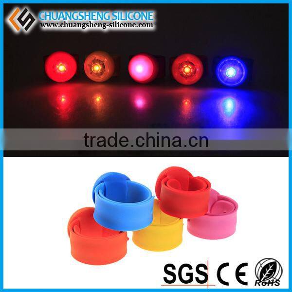 Light Up Slap Silicone Bracelet,High Quality Led Silicone Slap Bracelet,flashing silicone bracelet