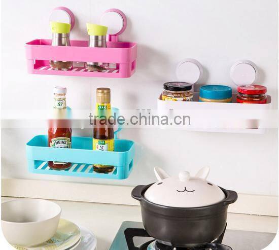 plastic storage rack/kitchen shelf with strong sucker