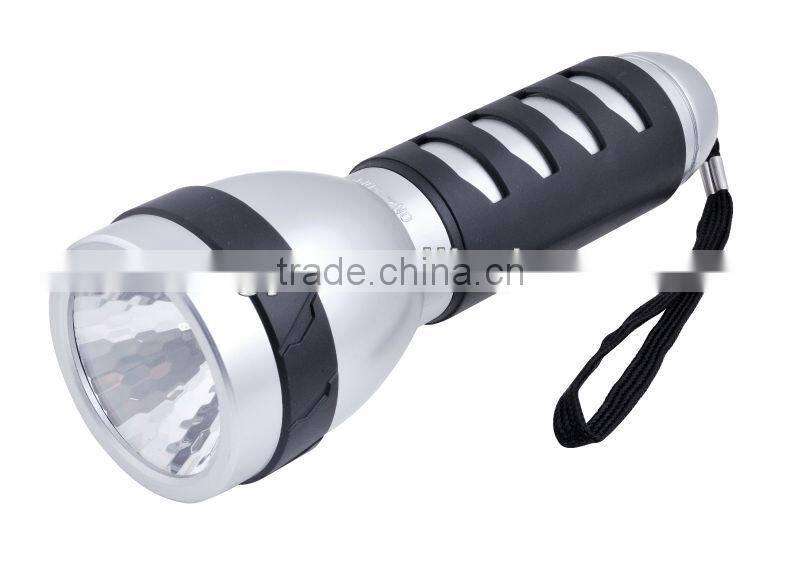 Rubber grip& C battery ABS household led flashlight with key chain