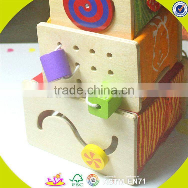 Wholesale funny kids wooden stacking cup blocks toy hot sale beautiful baby wooden stacking cup blocks toy W13D089