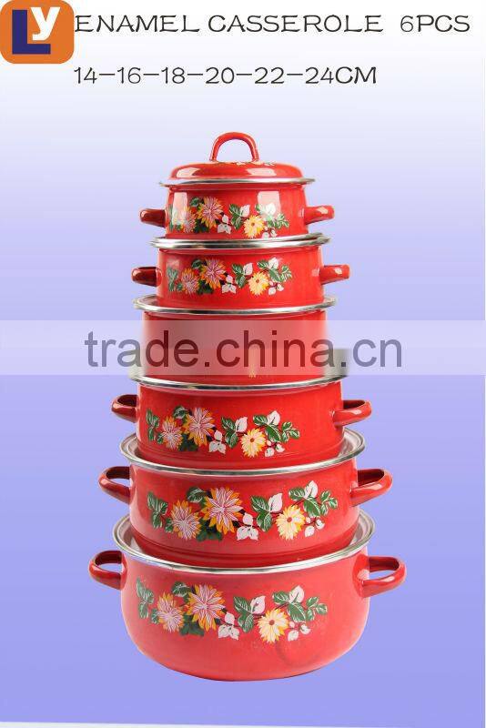 676DB 14-24CM cookware set with normal handle hot seal enamel casserole