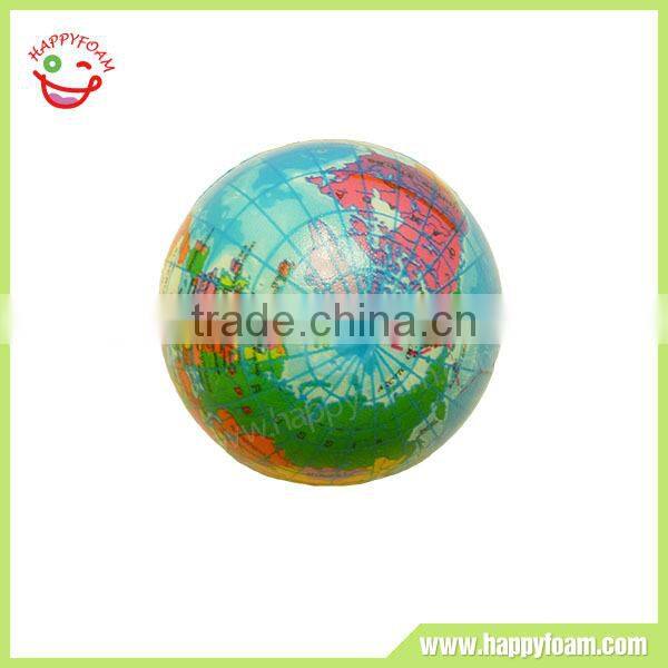 Earth pattern bouncing foam ball ,PU squeeze full color stress ball