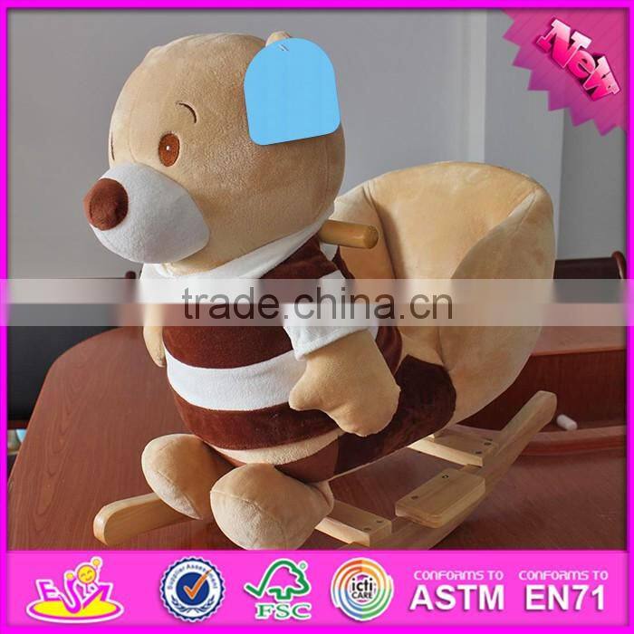 2017 New products baby funny animal with music wooden rocking horse for 2 year old W16D097