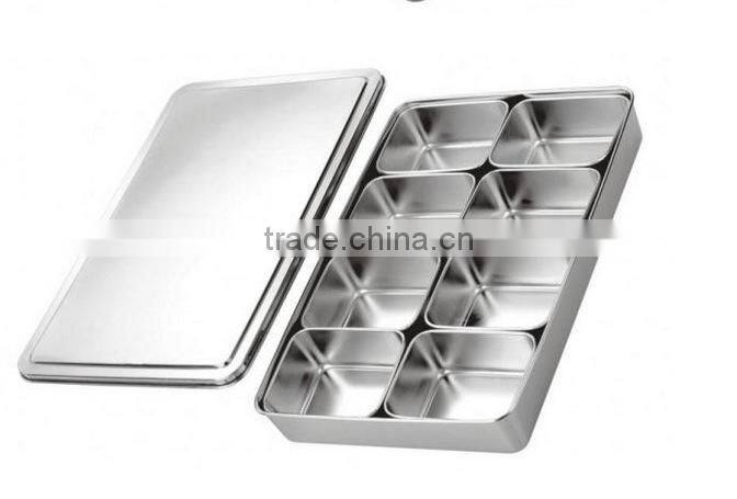 SS201stainless Steel magnetic Spice Box With 4 Compartments