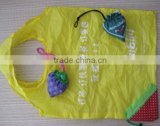 Custom 190T polyester tote promotional gift starwberry shopping bag