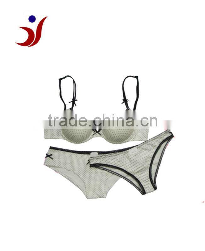 js-175 Cotton Cute Girls bra and panty set with dots printing (accept OEM)