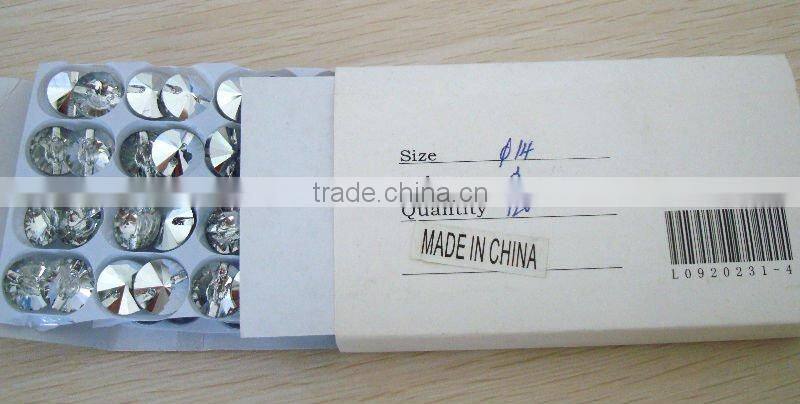 Crystal glass garment button rivoli bicone bead