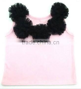 Lovely vest child tank top with rosette in factory direct sale