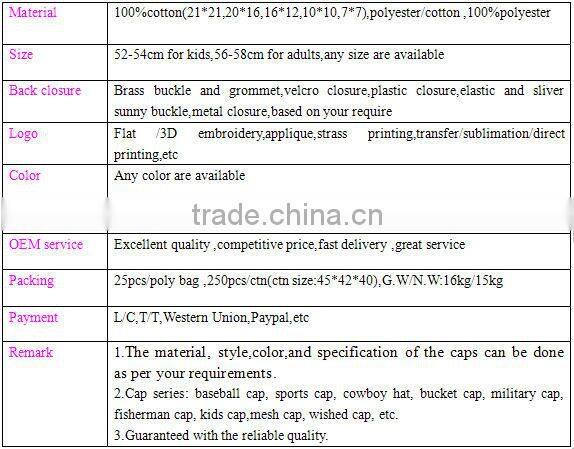 Digital printing cotton baseball caps in high quality from china supplier