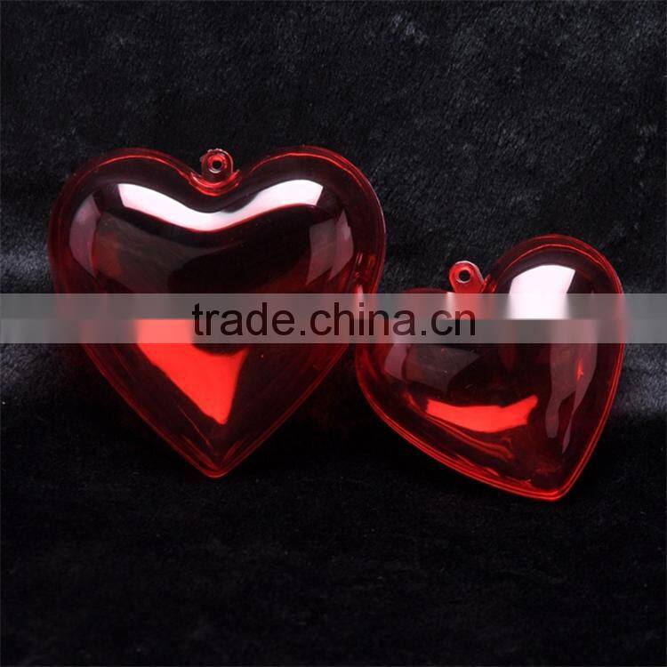 Christmas supplies High transparent food grade environmental protection material Plastic heart-shaped Christmas ball