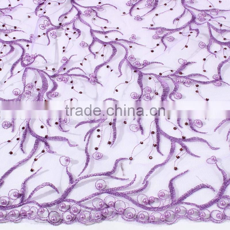 China Factory Price French Lace Fabric With Beads and Sequins FL1129-3
