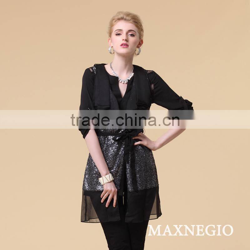 Hot selling waistcoat design sequin beautiful dress