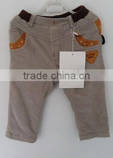cool boys soft corduroy plain dyed and embroidered pants for Autumn