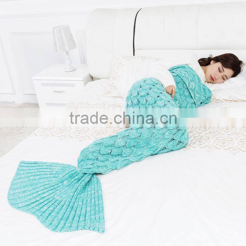 wholesale winter thick fish scale mermaid knitted throw blanket