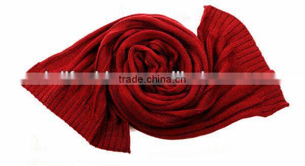 Chinese red high quality fashion winter knitted long scarf